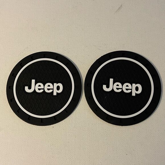 Jeep cup Coasters in black and white Set of 2 NWT - Picture 2 of 4